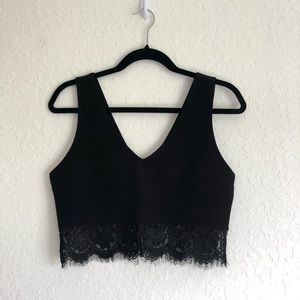 Forever21 Black Crop Top with Lace Detail